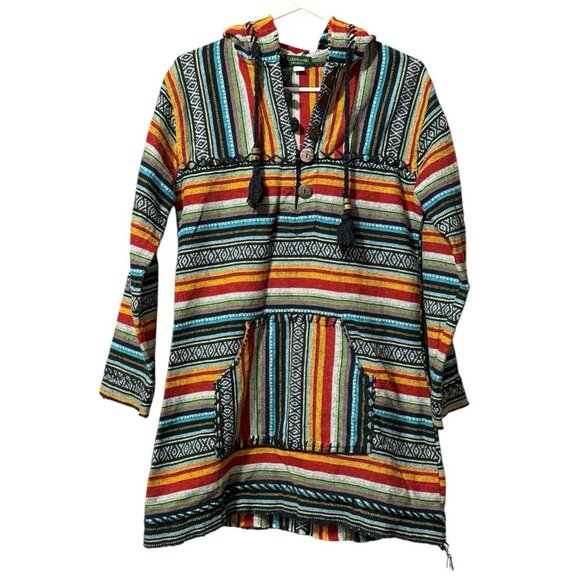 Kathmandu Imports Womens Hoodie Tunic‎ Sz S/M Aztec Tapestry Embroidered Hippie - Picture 1 of 15